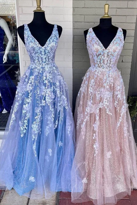 Massive Deals A Line V Neck Blue/Champagne Lace Floral Long Corset Prom Dresses, Blue/Champagne Lace Corset Formal Evening Dresses outfit Massive Deals A Line V Neck Blue/Champagne Lace Floral Long Corset Prom Dresses, Blue/Champagne Lace Corset Formal Evening Dresses outfit