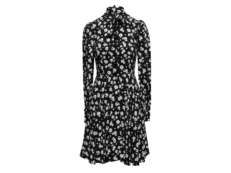 TIME-Limited Offer Black & White Dolce & Gabbana Floral Print Long Sleeve Dress Size EU 38 TIME-Limited Offer Black & White Dolce & Gabbana Floral Print Long Sleeve Dress Size EU 38