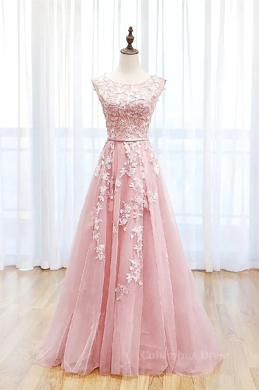 Doorbuster Deal Round Neck Pink Lace Corset Prom Dresses, Pink Lace Long Corset Formal Evening Dresses outfit Doorbuster Deal Round Neck Pink Lace Corset Prom Dresses, Pink Lace Long Corset Formal Evening Dresses outfit