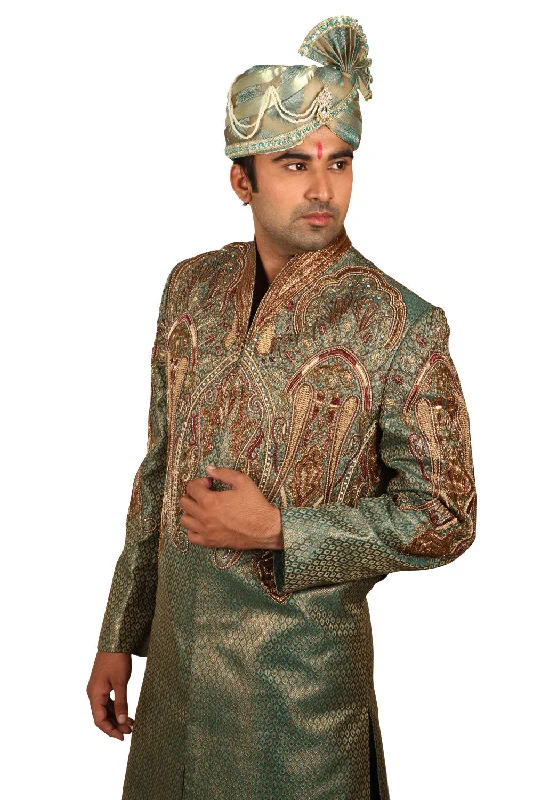Super Bargain Fancy Indian Wedding Emerald Green Sherwani For Men
