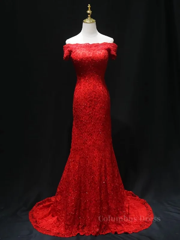 Today’s Deal Off the Shoulder Red Mermaid Lace Corset Prom Dresses, Red Mermaid Lace Corset Formal Corset Bridesmaid Dresses outfit Today’s Deal Off the Shoulder Red Mermaid Lace Corset Prom Dresses, Red Mermaid Lace Corset Formal Corset Bridesmaid Dresses outfit