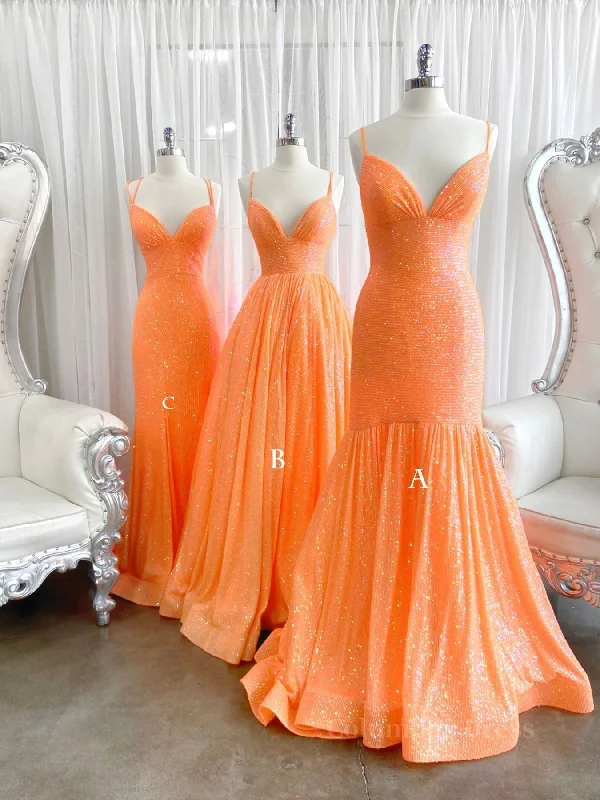 Great Deals Simple Orange sequin long Corset Prom dress orange long evening dress outfit Great Deals Simple Orange sequin long Corset Prom dress orange long evening dress outfit