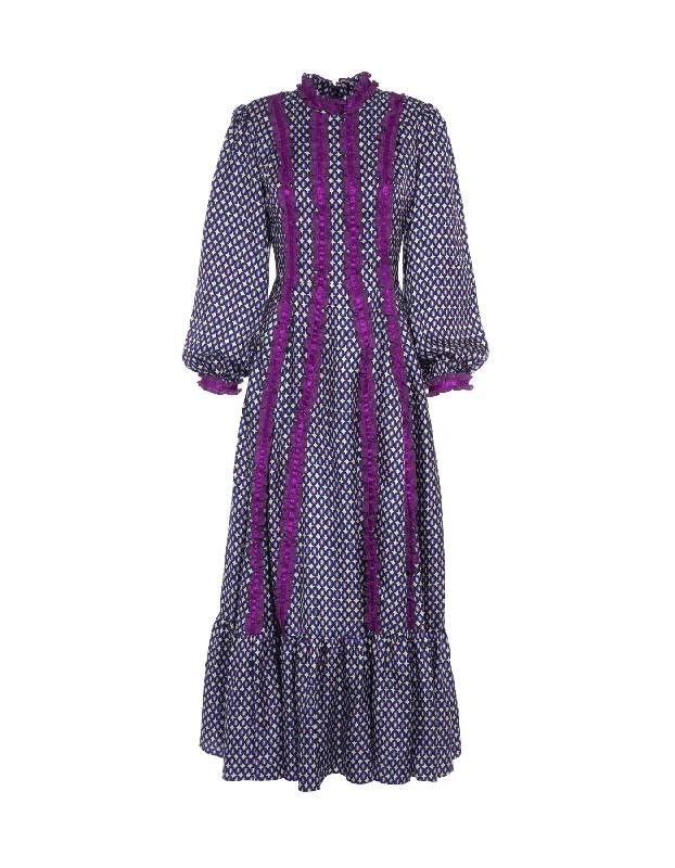Price Smash Gigi Purple Pebble Print Silk Maxi Dress