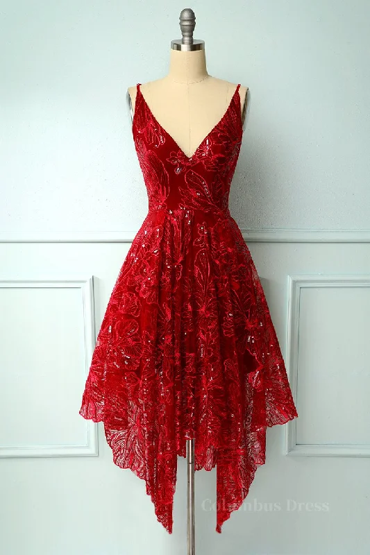 Overstock Sale Burgundy v neck lace high low Corset Prom dress lace Corset Formal dress outfit Overstock Sale Burgundy v neck lace high low Corset Prom dress lace Corset Formal dress outfit