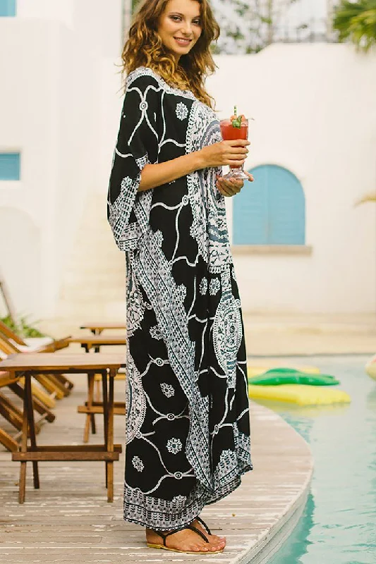Savings Spectacular SHU-SHI Women's Ethnic Mandala Kaftan: Loose Casual Maxi Beach Cover-Up Dress with Sequins Savings Spectacular SHU-SHI Women's Ethnic Mandala Kaftan: Loose Casual Maxi Beach Cover-Up Dress with Sequins