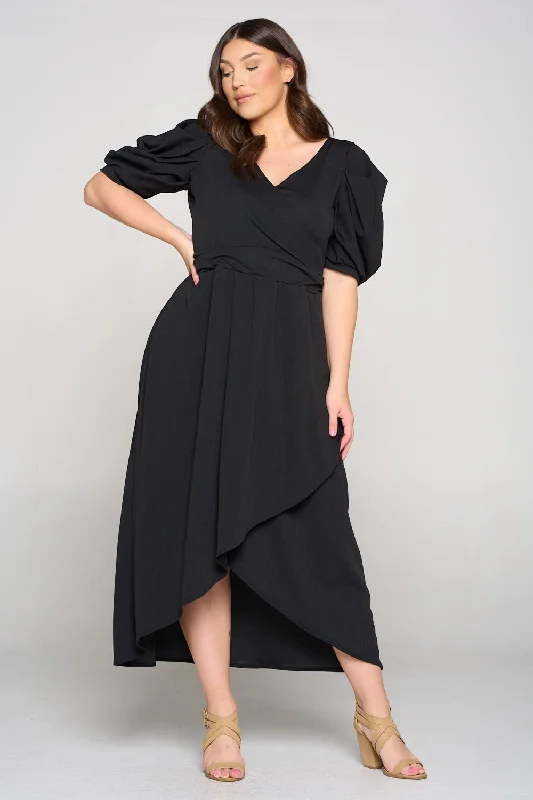 Special Savings Puff Sleeve Tulip Wrap Dress