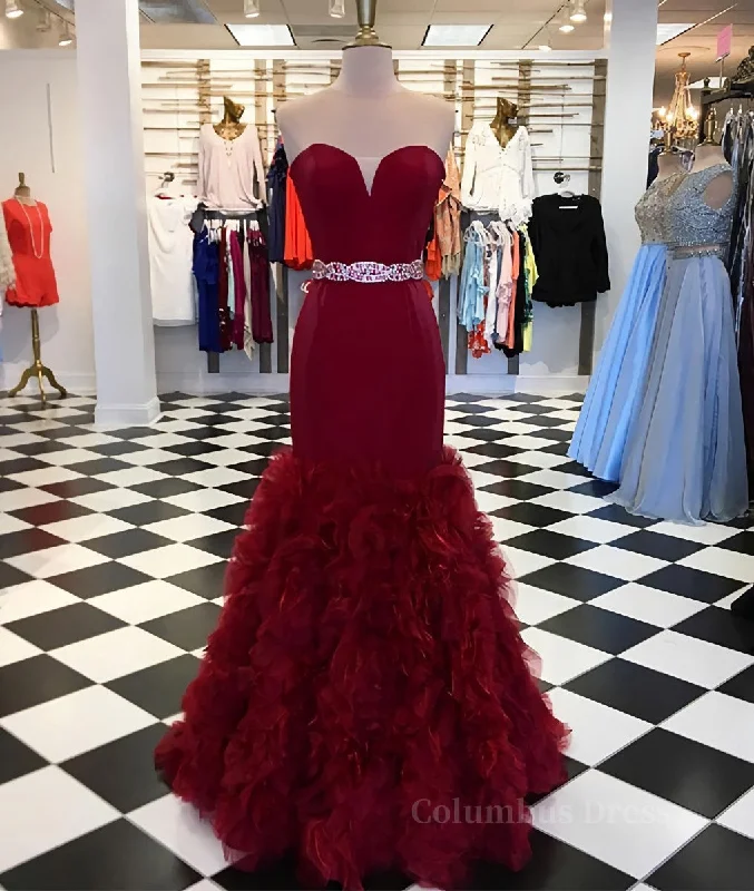 Mega Sale Burgundy sweetheart mermaid long Corset Prom dress, burgundy evening dress outfit Mega Sale Burgundy sweetheart mermaid long Corset Prom dress, burgundy evening dress outfit