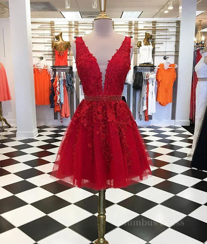 Online Specials Burgundy v neck lace tulle short Corset Prom dress, burgundy lace Corset Homecoming dress outfit Online Specials Burgundy v neck lace tulle short Corset Prom dress, burgundy lace Corset Homecoming dress outfit