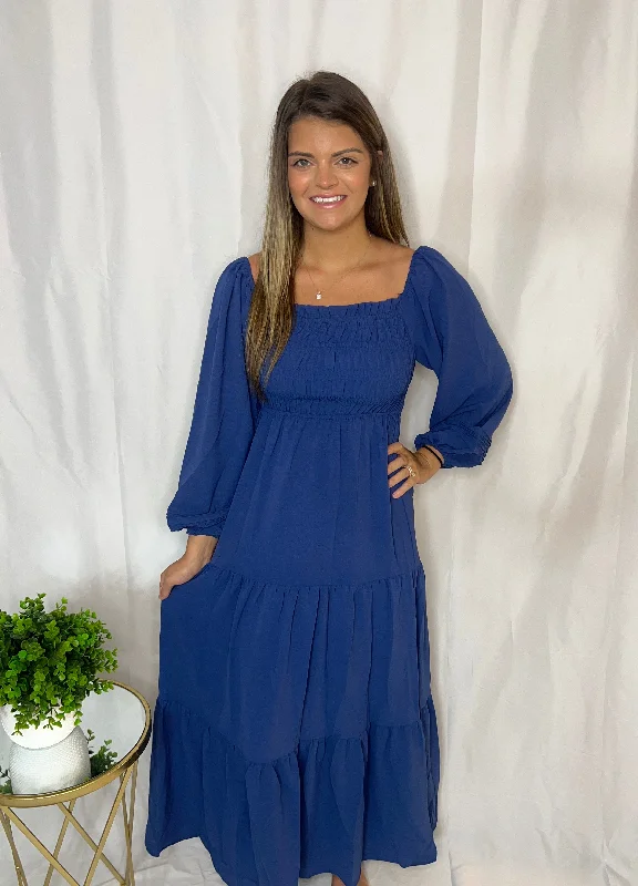 Big Discounts Puff long sleeve maxi dress