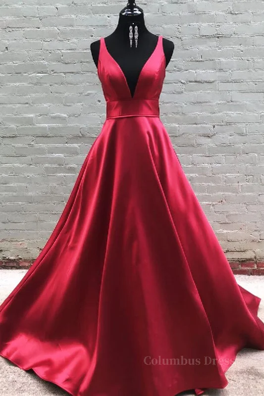 Don’t Miss Out Simple v neck burgundy satin long Corset Prom dress burgundy Corset Formal dress outfit Don’t Miss Out Simple v neck burgundy satin long Corset Prom dress burgundy Corset Formal dress outfit
