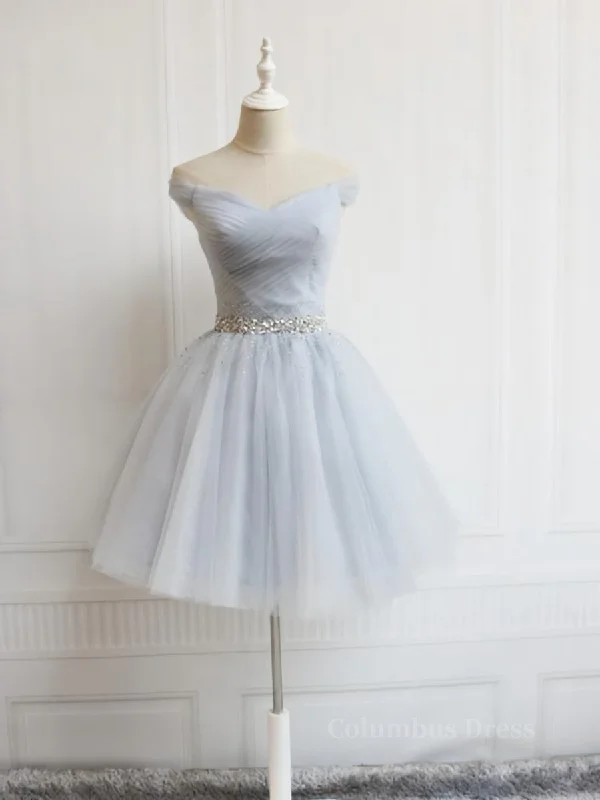 Fantastic Deals Off the Shoulder Short Gray Corset Prom Dresses with Coset Back, Short Beaded Gray Graduation Corset Homecoming Dresses outfit Fantastic Deals Off the Shoulder Short Gray Corset Prom Dresses with Coset Back, Short Beaded Gray Graduation Corset Homecoming Dresses outfit