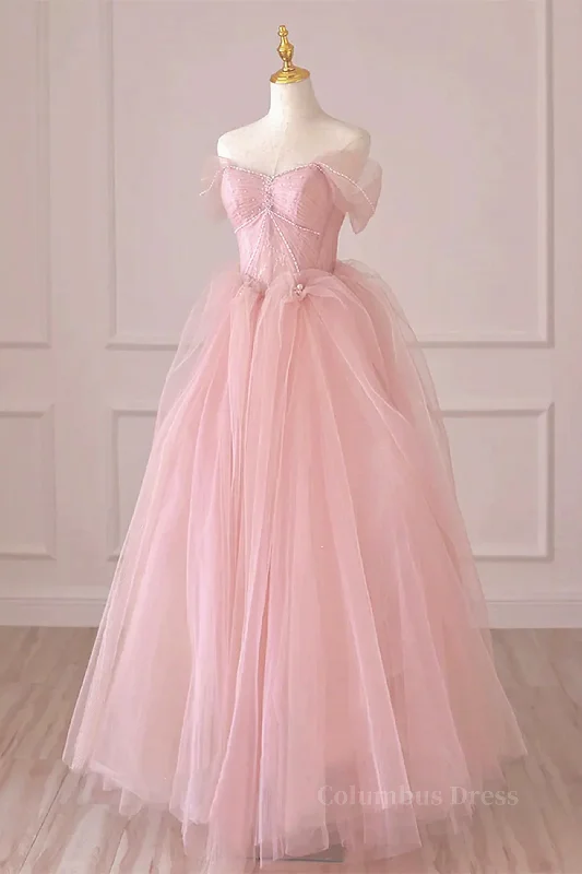 Weekend Deal Off the Shoulder Pink Tulle Corset Prom Dresses, Pink Tulle Long Corset Formal Graduation Dresses outfit Weekend Deal Off the Shoulder Pink Tulle Corset Prom Dresses, Pink Tulle Long Corset Formal Graduation Dresses outfit