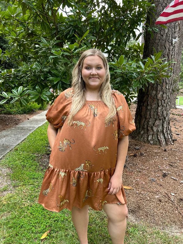 Super Sale Camel Color Leopard Dress