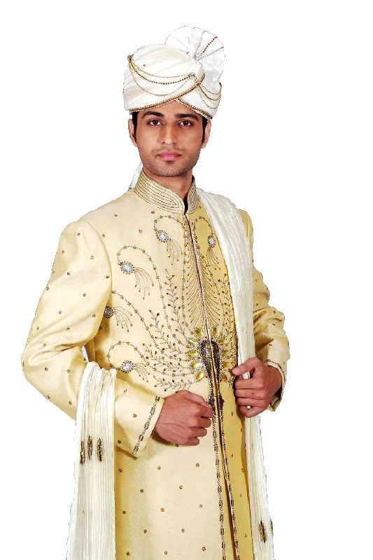 Special Discount Traditional Indian Wedding Modern Cream Sherwani For Men
