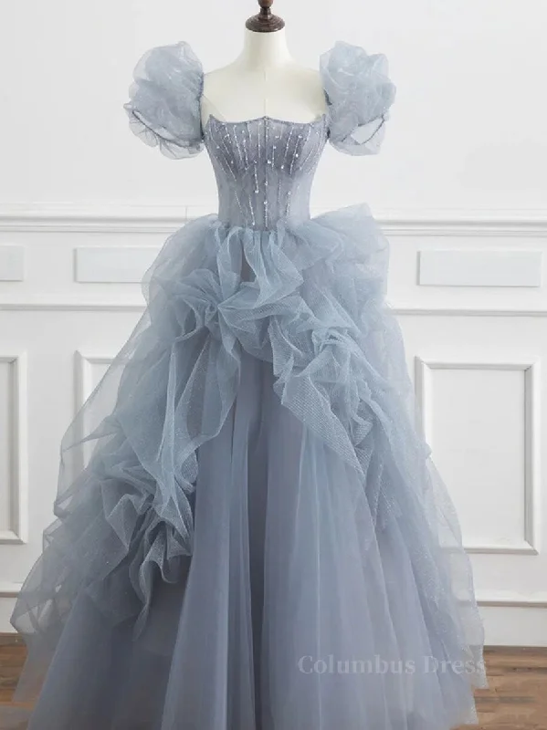 The Best Prices Gray tulle beads long Corset Prom dress, gray tulle Corset Formal dress outfit The Best Prices Gray tulle beads long Corset Prom dress, gray tulle Corset Formal dress outfit