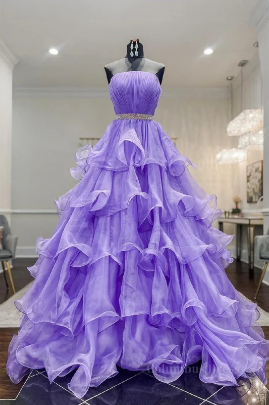 Savings Galore Gorgeous Strapless Layered Purple Tulle Long Corset Prom Dresses with Belt, Purple Corset Formal Evening Dresses, Purple Corset Ball Gown outfits Savings Galore Gorgeous Strapless Layered Purple Tulle Long Corset Prom Dresses with Belt, Purple Corset Formal Evening Dresses, Purple Corset Ball Gown outfits