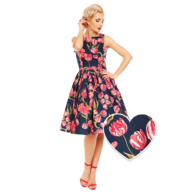 Daily Deals Dolly and Dotty Annie Retro Floral Swing Dress-Tulip