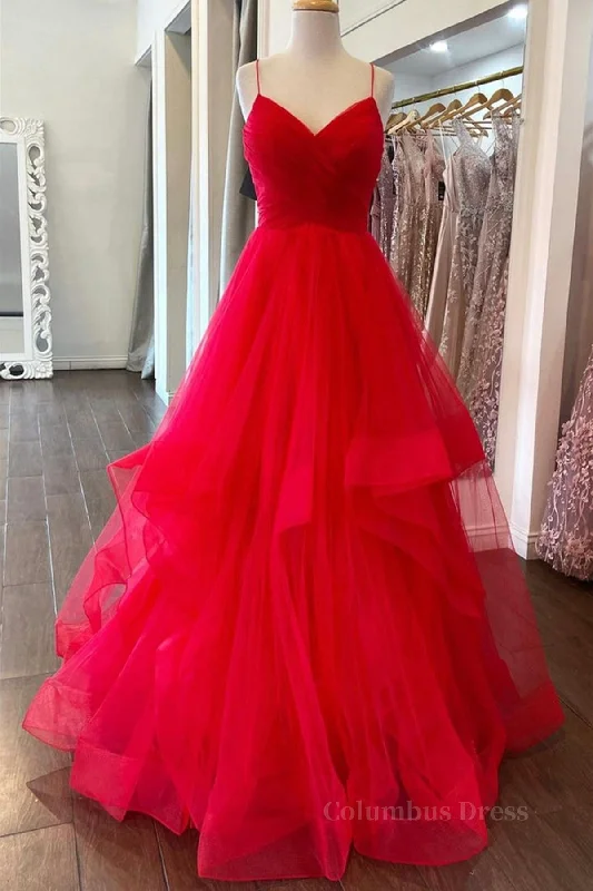 Quick Sale Puffy Red Tulle V Neck Long Corset Prom Dresses, V Neck Red Corset Formal Dresses, Red Evening Dresses outfit Quick Sale Puffy Red Tulle V Neck Long Corset Prom Dresses, V Neck Red Corset Formal Dresses, Red Evening Dresses outfit