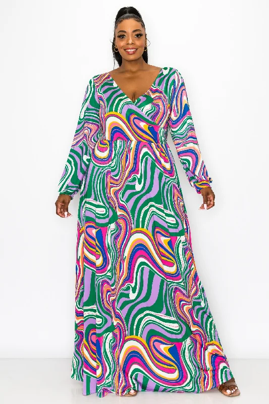 Best Deals Nola Swirl Slit Sleeve Maxi Dress