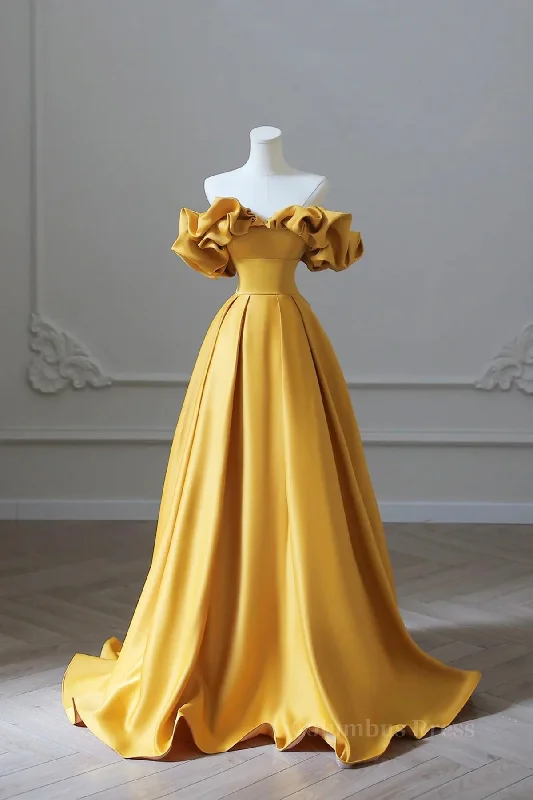 Members Only Off the Shoulder Yellow Satin Long Corset Prom Dresses, Off Shoulder Yellow Long Corset Formal Evening Dresses outfit Members Only Off the Shoulder Yellow Satin Long Corset Prom Dresses, Off Shoulder Yellow Long Corset Formal Evening Dresses outfit