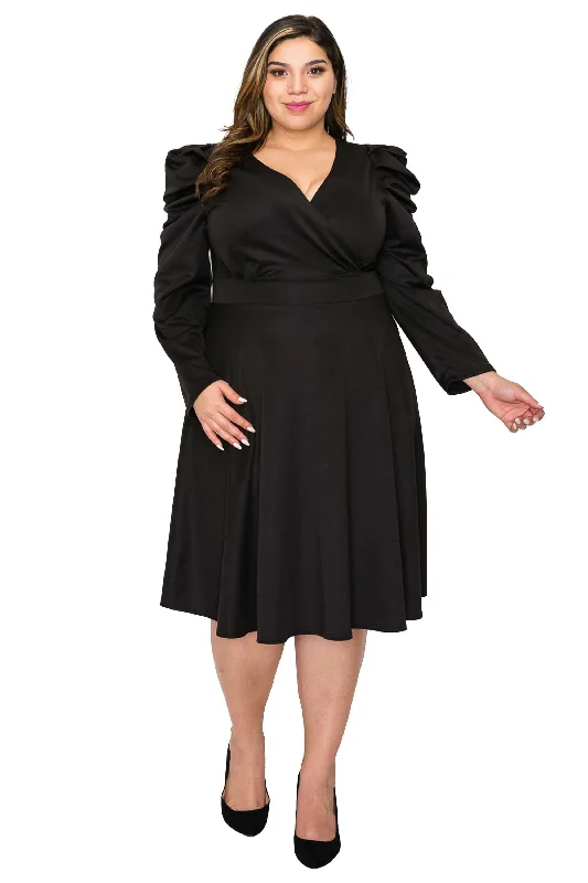 Take Advantage Statement Shoulder Flare Dress