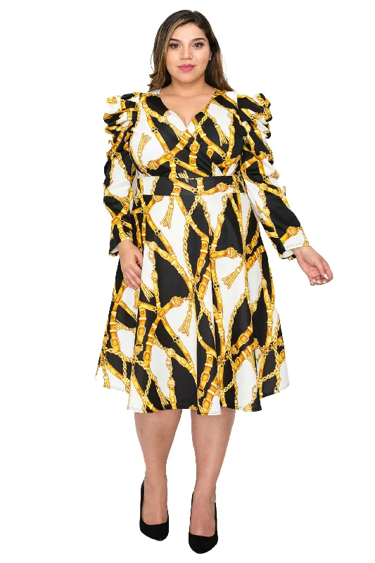 Markdowns On Chain Statement Flare Midi Dress