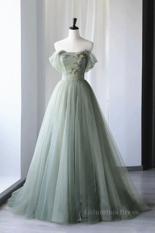Best Seller Off the Shoulder Green Tulle Long Corset Prom Dresses, Green Tulle Off Shoulder Corset Formal Evening Dresses outfit Best Seller Off the Shoulder Green Tulle Long Corset Prom Dresses, Green Tulle Off Shoulder Corset Formal Evening Dresses outfit