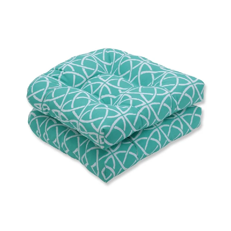 Catamaran Tile Aqua Wicker Seat Cushion (Set of 2)