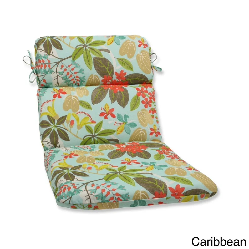 Outdoor Fancy A Floral Rounded Corners Chair Cushion with Ties