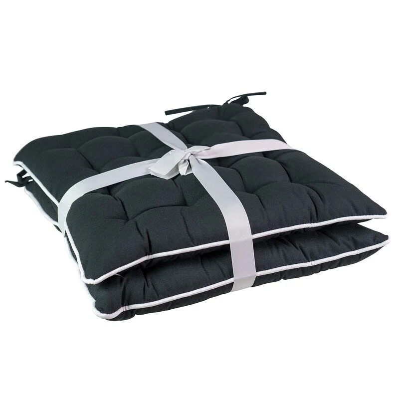 Patio Premier 2pk Black Spunpoly Seat Cushion with Flame Retardant Filling