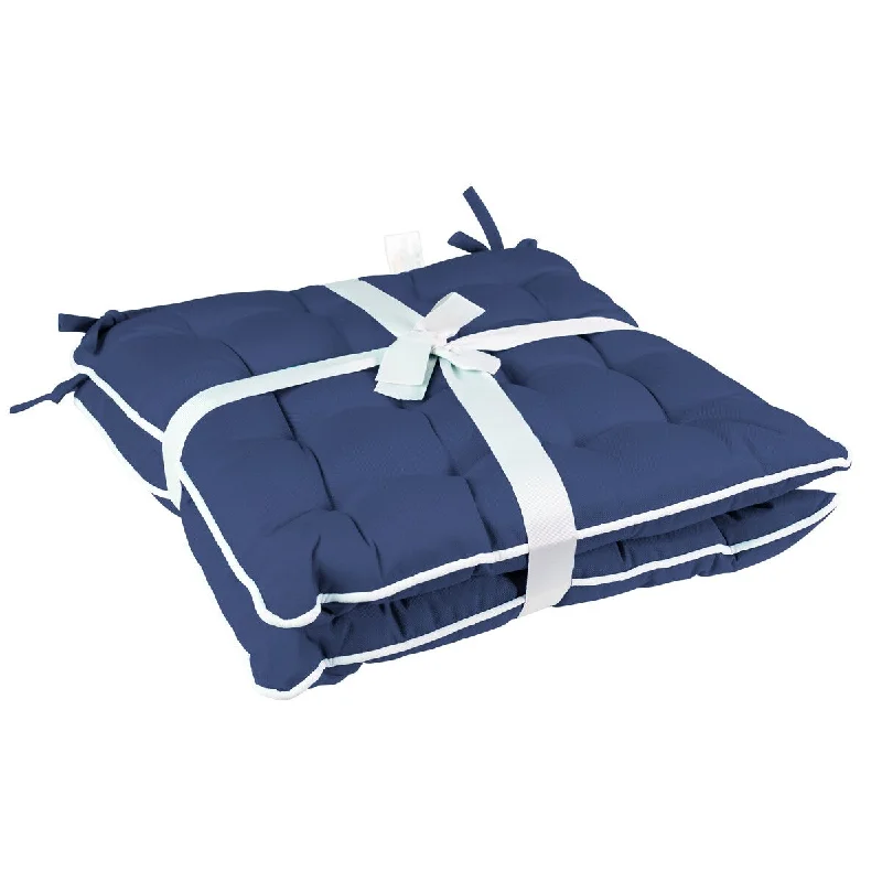 Patio Premier 2pk Navy Spunpoly Seat Cushion with Flame Retardant Filling