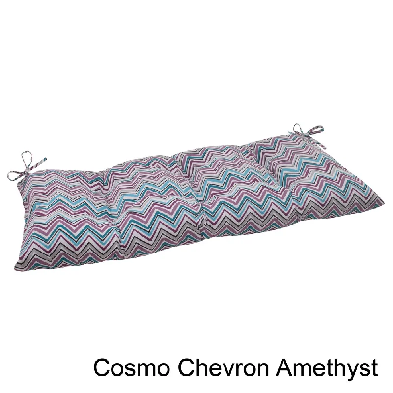 Pillow Perfect Outdoor Cosmo Chevron Tufted Loveseat Cushion