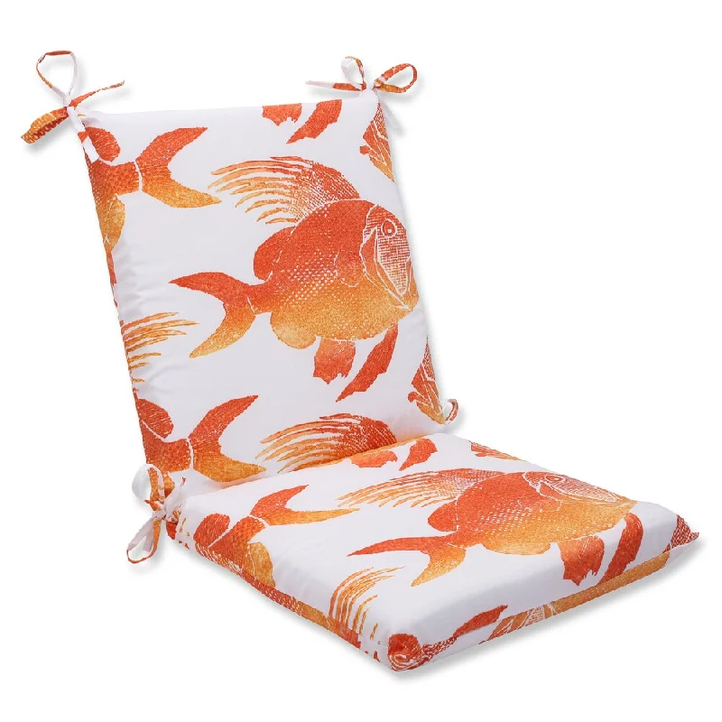 Pillow Perfect Outdoor Fish Orange Squared Corners Chair Cushion