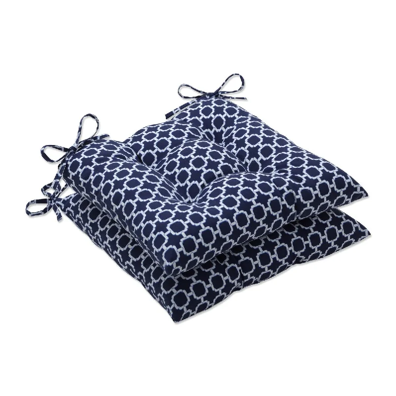 Pillow Perfect Outdoor Hockley Deep Sea Tufted Seat Cushions - 18.5 X 19 X 5 - 18.5 X 19 X 5