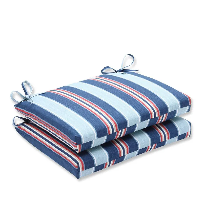 Pillow Perfect Outdoor/ Indoor Kingston Stripe Arbor Squared Corners Seat Cushion (Set of 2)