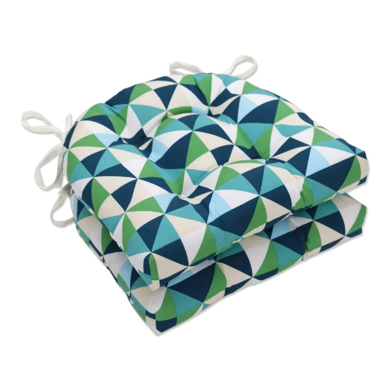 Pillow Perfect Outdoor Kaleidoscope Nile Deluxe Tufted Chairpad (Set of 2) - 17 X 17.5 X 4 - 17 X 17.5 X 4