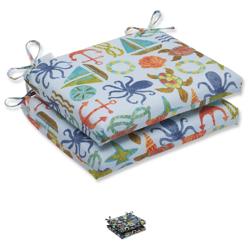 Pillow Perfect Outdoor Seapoint Squared Corners Seat Cushion (Set of 2)