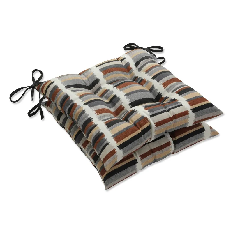 Pillow Perfect Outdoor Solar Stripe Ebony Tufted Seat Cushions - 18.5 X 19 X 5 - 18.5 X 19 X 5