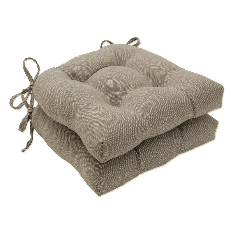 Pillow Perfect Outdoor Tweed Gray Deluxe Tufted Chairpad (Set of 2) - 17 X 17.5 X 4 - 17 X 17.5 X 4