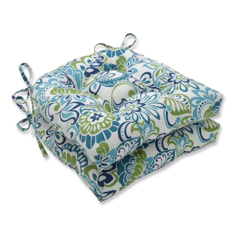 Pillow Perfect Outdoor Zoe Mallard Reversible Chair Pad (Set of 2) - 15.5 X 16 X 4 - 15.5 X 16 X 4