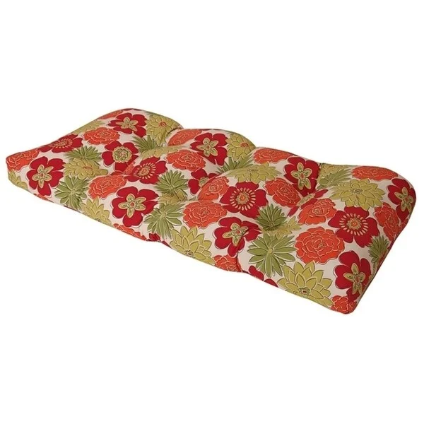 Referral Discount Spring Splendor Orange Outdoor Settee Cushion