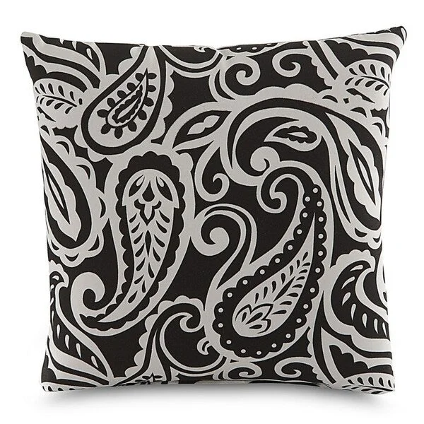 Terrasol Sassafras Black Outdoor Throw Pillow.