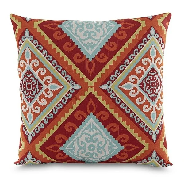 Terrasol Spanish Tile Red Orange Outdoor Throw Pillow.