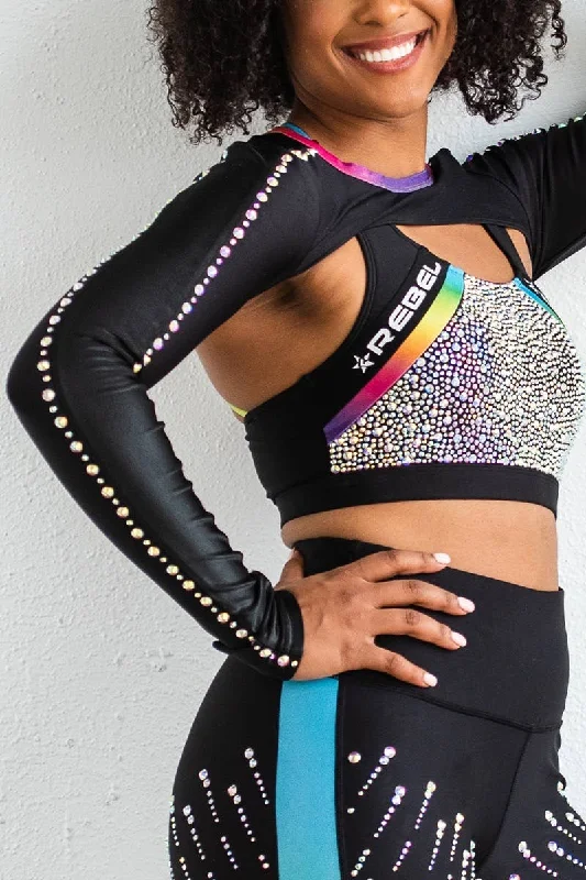 Long Sleeve Shrug in Rainbow Crystal