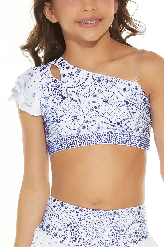 Price Reduction Skyflower Crystal Couture Crop Top - Special Order