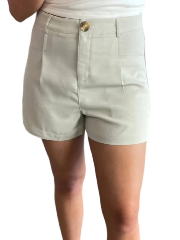 Overstock Front Pleated Shorts In Natural