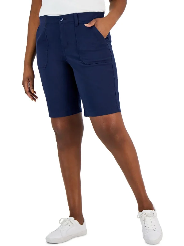 Extra Savings Petites Womens Mid Rise Cargo Flat Front