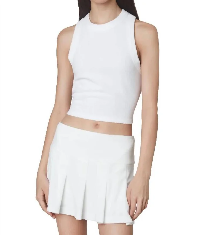 Pleated Terry Skort In White