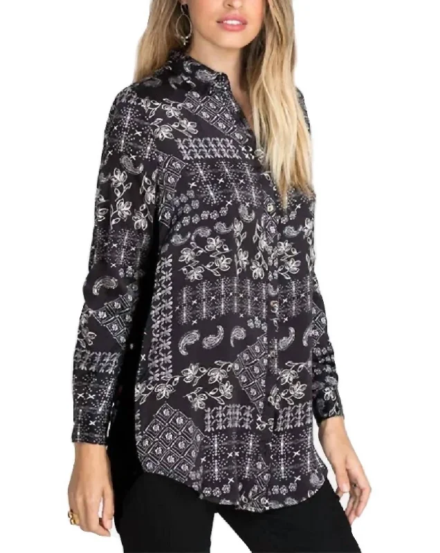 Cordelia Velvet Embroidered Bach Shirt In Multi