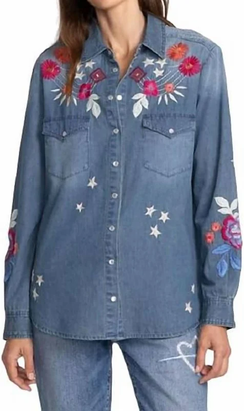 Mika Denim Pocket Shirt In Denim Blue